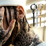 Cross Sword Earrings, Hoop Earrings for Men Women