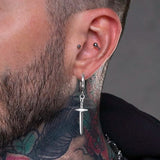 Cross Sword Earrings, Hoop Earrings for Men Women