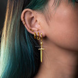Cross Sword Earrings, Hoop Earrings for Men Women