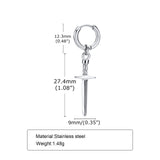 Cross Sword Earrings, Hoop Earrings for Men Women