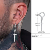 Cross Sword Earrings, Hoop Earrings for Men Women