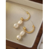 Natural Freshwater Pearls Drop Earrings for Women - Zinc Alloy Jewelry
