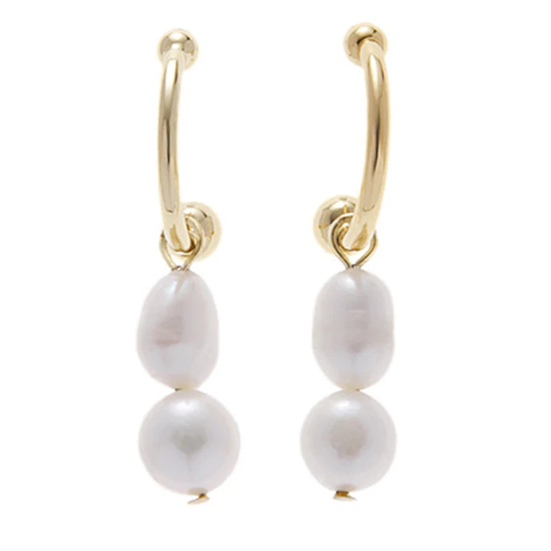 Natural Freshwater Pearls Drop Earrings for Women - Zinc Alloy Jewelry