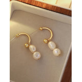 Natural Freshwater Pearls Drop Earrings for Women - Zinc Alloy Jewelry