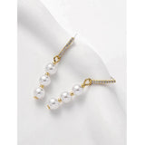 Simulated Pearls Zircon Beads Chain Drop Earrings