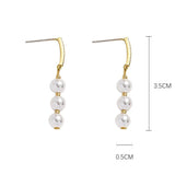 Simulated Pearls Zircon Beads Chain Drop Earrings