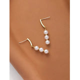 Simulated Pearls Zircon Beads Chain Drop Earrings