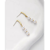 Simulated Pearls Zircon Beads Chain Drop Earrings