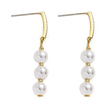 Simulated Pearls Zircon Beads Chain Drop Earrings