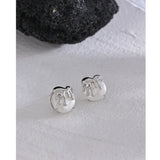 Copper Silver Stud Earrings Stone Inlaid Round Geometric Jewelry