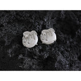 Copper Silver Stud Earrings Stone Inlaid Round Geometric Jewelry