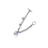 Purple Rhinestone Love Heart Bracelet Bangle Charm