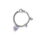 Purple Rhinestone Love Heart Bracelet Bangle Charm