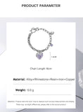 Purple Rhinestone Love Heart Bracelet Bangle Charm