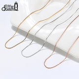 Real 925 Sterling Silver 1.5mm Box Chain Necklace for Women Men