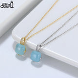Natural Aquamarine Pendant Necklace 925 Sterling Silver Gemstone Jewelry