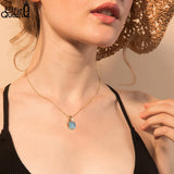 Natural Aquamarine Pendant Necklace 925 Sterling Silver Gemstone Jewelry