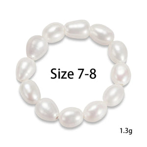 Natural Baroque Pearl Stretch Rings for Women Adjustable Finger Rings