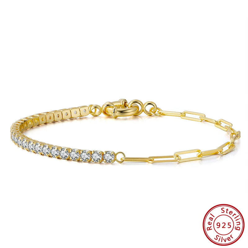 14K Plated 925 Silver 3mm Tennis Bracelet Chain SB119