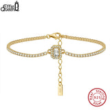 925 Silver 1.5mm CZ Tennis Bracelet 14K Chain for Women SB142