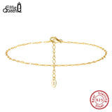 925 Sterling Silver 1.6mm Fish Lips Chain Anklets for Women Summer Foot Jewelry