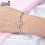 925 Silver Micro Zircon Circle Heart Bangle