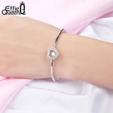 925 Silver Micro Zircon Circle Heart Bangle
