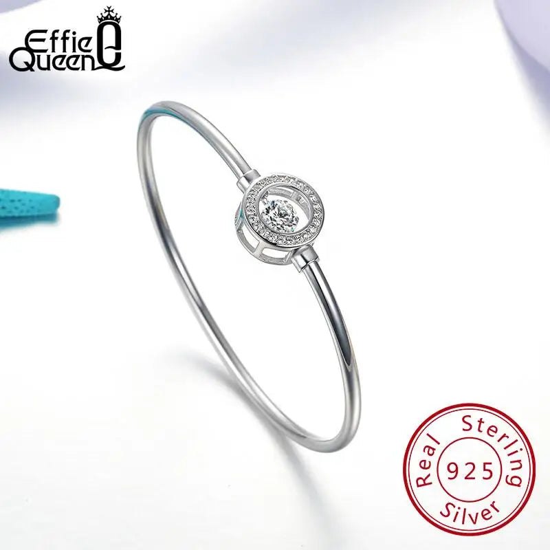 925 Silver Micro Zircon Circle Heart Bangle