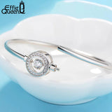 925 Silver Micro Zircon Circle Heart Bangle