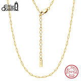925 Silver Paperclip Link Chain Necklace Basic Party Jewelry