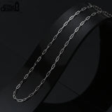 925 Silver Paperclip Link Chain Necklace Basic Party Jewelry