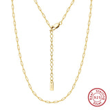 925 Silver Paperclip Link Chain Necklace Basic Party Jewelry