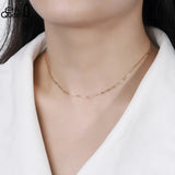 925 Silver Paperclip Link Chain Necklace Basic Party Jewelry