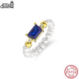 925 Silver Freshwater Pearl CZ Stretch Ring for Women