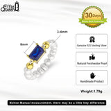925 Silver Freshwater Pearl CZ Stretch Ring for Women