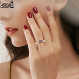 925 Silver Freshwater Pearl CZ Stretch Ring for Women