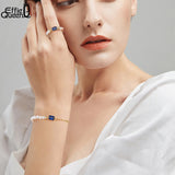 925 Silver Freshwater Pearl CZ Stretch Ring for Women