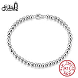925 Silver Bead Ball Chain Bracelet for Women Girls