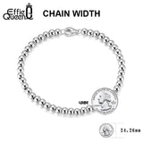 925 Silver Bead Ball Chain Bracelet for Women Girls