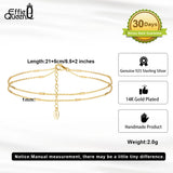 925 Silver Layered Cable Chain Anklet with Horizontal Bar Summer 14K Foot Chain