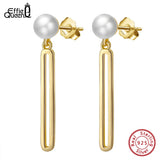 925 Silver Freshwater Pearl Rectangular Dangle Earrings GPE29