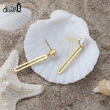925 Silver Freshwater Pearl Rectangular Dangle Earrings GPE29