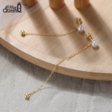 925 Silver Pearl Tassel Earrings Long Chain GPE42