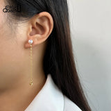 925 Silver Pearl Tassel Earrings Long Chain GPE42