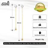 925 Silver Pearl Tassel Earrings Long Chain GPE42