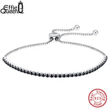 925 Silver Adjustable Tennis Chain Bracelet Women Zirconia Jewelry SB149
