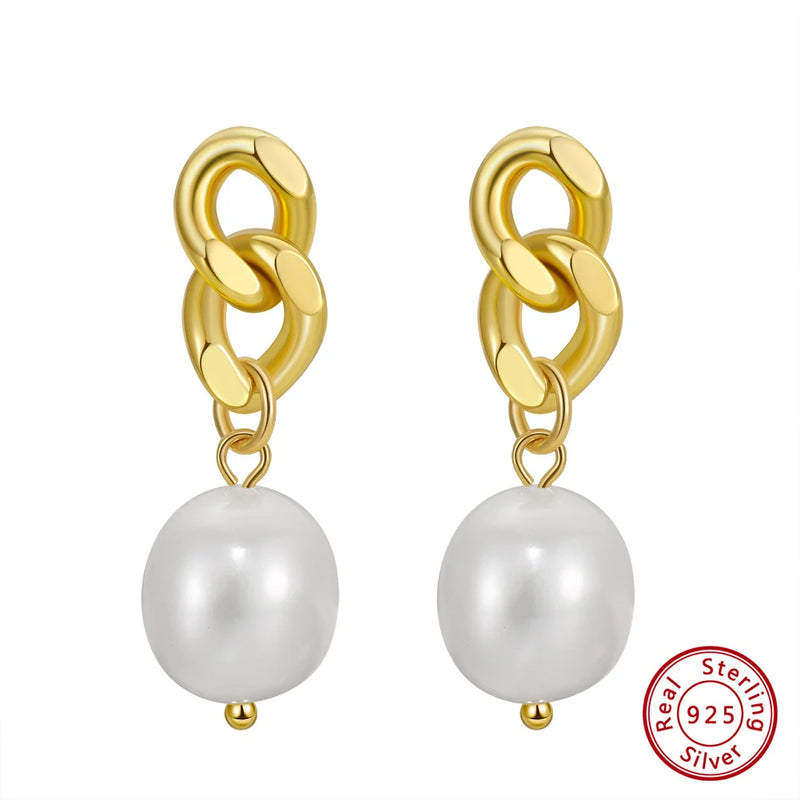 925 Silver Freshwater Pearl Drop Earrings GPE53