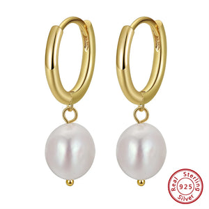 925 Silver Vintage Pearl Drop Earrings Freshwater Pearl Earrings for Women