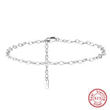 Adjustable 925 Sterling Silver 3mm Rhombus Chain Anklets for Women