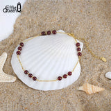 925 Sterling Silver Natural Garnet Chain Anklet for Women